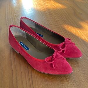 Margaux Vibrant Red Suede Flats